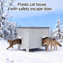 HiCaptain Weatherproof Cat House durable plastic construction resists rain and sun for long-lasting use