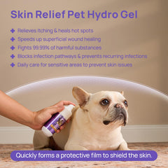 HICC PET dog wound hydro gel application shows easy topical treatment for inflamed hotspots.