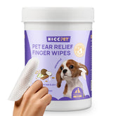 HICC PET Ear Cleaner Wipes packaging front—unscented, 50-count for convenient at-home ear cleaning