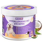 HICC PET Eyes Wipes packaging close-up for convenient at-home pet eye care.