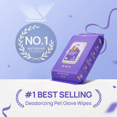 HICC PET glove wipes 10x9-inch size ideal for fast pet spa-like cleanups.
