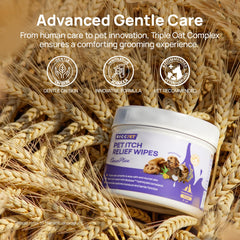 HICC PET Itch Relief Wipes applying to hot spot for targeted comfort