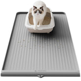 HICOOI cat litter mat 36x24 with raised edge traps litter for mess-free floors.