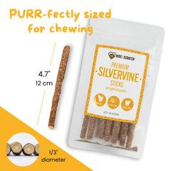Hide & Scratch silvervine sticks inspire playful zoomies and rubs in cats.