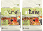 Higgins Intune 2-pack bags opened, showcasing balanced nutrition for conures and cockatiels.