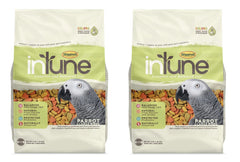 Higgins Intune 2-pack parrot food bags showcase natural ingredients and no artificial flavors.