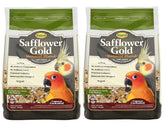 Higgins Safflower Gold bird food packaging highlights premium ingredients for healthy, happy birds.