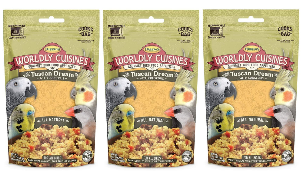 Higgins Worldly Cuisines Tuscan Dream package shows three 2-ounce packs for variety