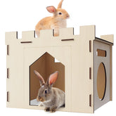 HIIMALEX large bunny house castle provides roomy, secure play space for indoor rabbits.