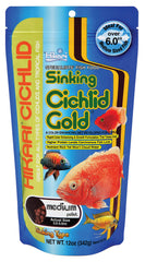 Hikari 12oz packaging for sinking cichlid gold pellets with clear labeling