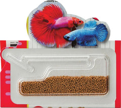 Hikari Betta Bio-Gold Baby Pellets being fed demonstrates easy feeding routine.