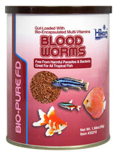 Hikari Bio-Pure freeze-dried blood worms packaging shows freshness and premium quality.