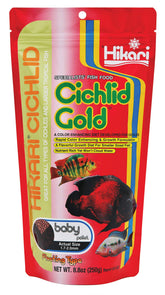 Hikari Cichlid Gold pellets pack highlights color-boosting nutrition