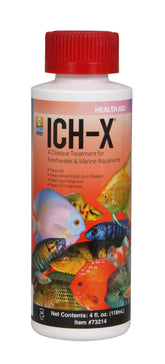 Hikari Ich-X bottle front shows the 4-ounce size for aquarium care.