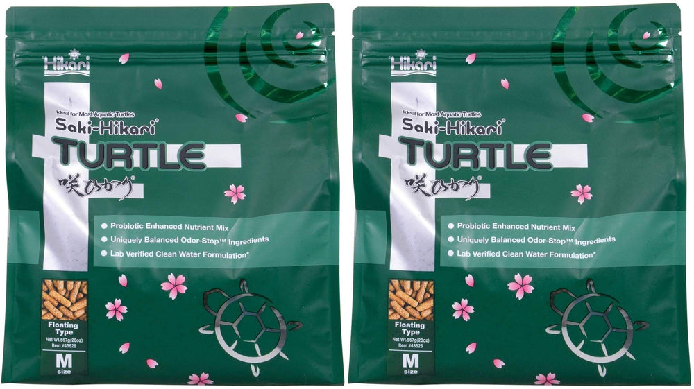 Hikari Saki Turtle Food 20 oz pack of 2, balanced nutrition for aquatic turtles.