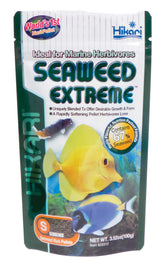Hikari Seaweed Extreme wafers packaging promotes vibrant coloration in aquarium herbivores.