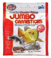 Hikari Tropical Jumbo Carnisticks stick close-up shows color-boosting carotenoids for vibrant fish.