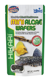 Hikari Tropical Mini Algae Wafers pack showcases fortified wafers for bottom feeders.