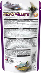 Hikari tropical semi-floating micro pellets closeup reveals granular texture for even feeding