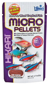 Hikari Tropical micro pellets pack-shot showing nutrition for small fish