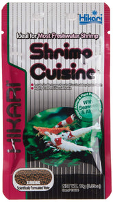 Hikari Tropical Shrimp Cuisine packaging shows easy storage and dosing for hobby aquarists.