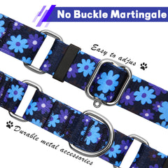 Hikiko martingale collar navy flower pattern for stylish daily walks