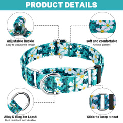 Hikiko green daisy pattern detail highlights unique design for medium to large dogs