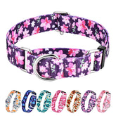 Hikiko Martingale Collar Purple Floral close-up showing durable nylon and stylish design for everyday wear.