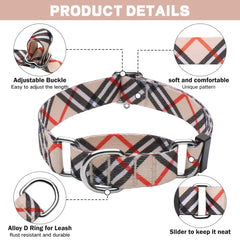 Hikiko no buckle collar in khaki plaid suitable for everyday wear
