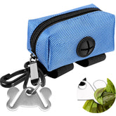 Hilihali dog waste bag dispenser blue closeup demonstrates durable, easy-access design for quick bag retrieval.