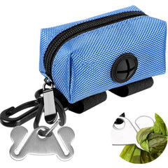 Hilihali dog waste bag dispenser blue closeup demonstrates durable, easy-access design for quick bag retrieval.