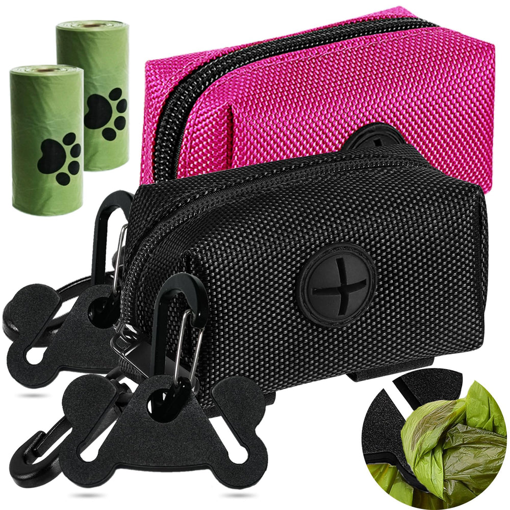 Hilihali hand-free walking set with pink dispenser keeps hands free during dog walks