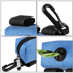 Hilihali poop bag carrier blue stainless clip provides durable bag-holding for long walks.
