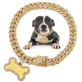 Hillban dog chain golden diamond collar—durable, stylish daily wear for small dogs.