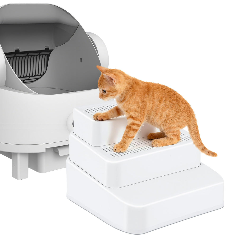 Himake adjustable 3-step litter-box ramp enabling easy access for kittens and senior cats.