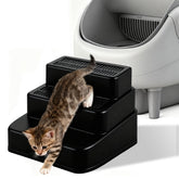 Himake adjustable cat ramp for litter box in black improves kitten accessibility.