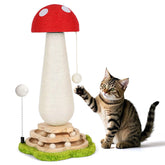 Himake mushroom scratch post top sisal ball encourages interactive play and claw exercise.