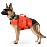 Himal Outdoors dog backpack front view emphasizes rugged durability for long trail days.