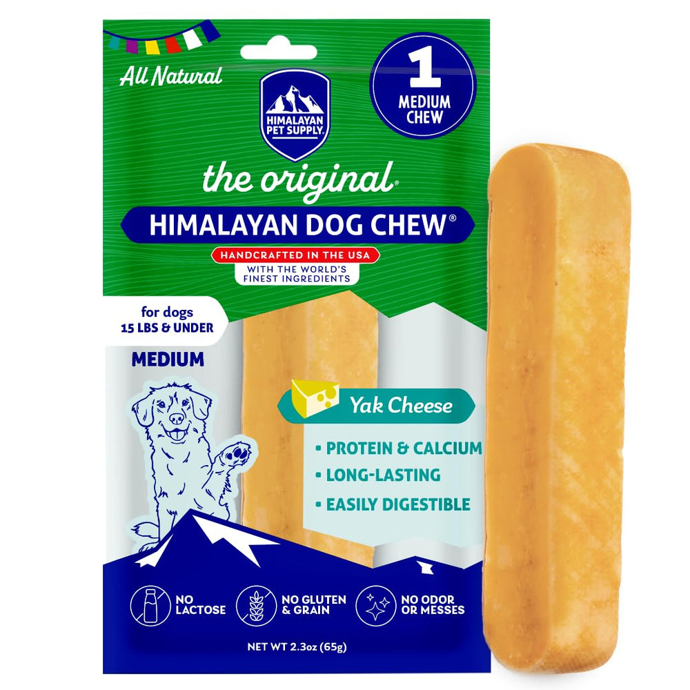 Himalayan Dog Chew original yak cheese stick packaging shows natural treat appeal