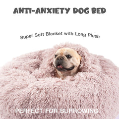Himax donut bed close-up shows ultra-soft plush fabric and comforting texture