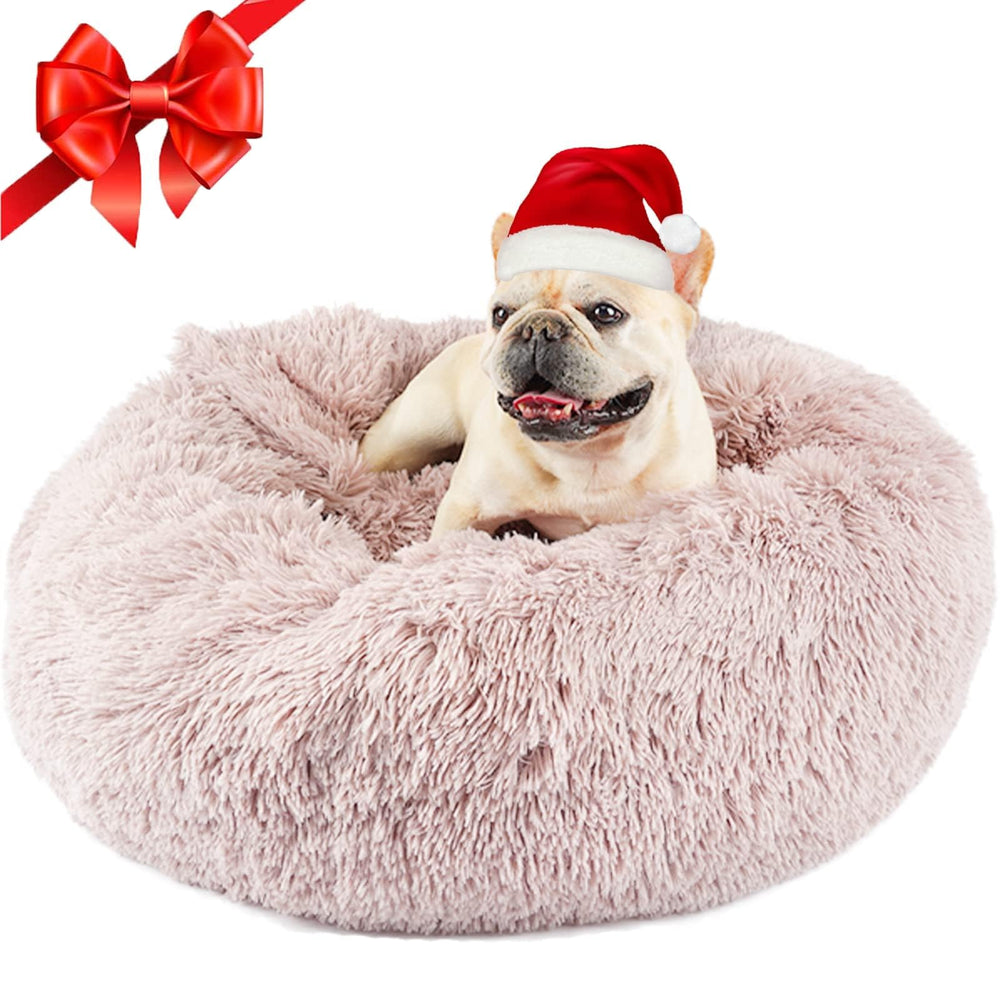 Himax donut bed beige outer view demonstrates a cozy private retreat for pets