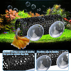 HINGTAI black aquarium decoration honeycomb mesh encourages exploration in tank.