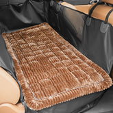 HiPetpy backseat dog bed mat on car seat providing secure travel comfort.