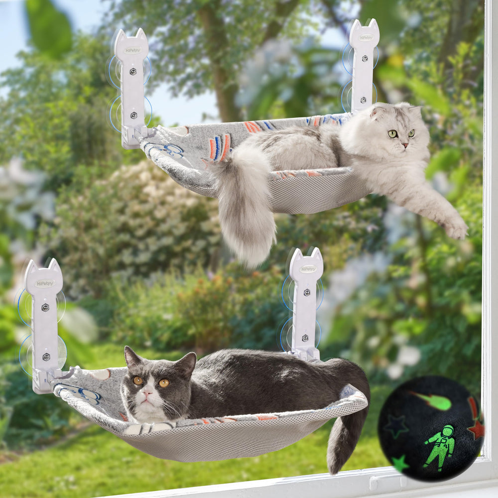 HiPetpy cat window perch glow astronaut pattern for cozy winter lounging.