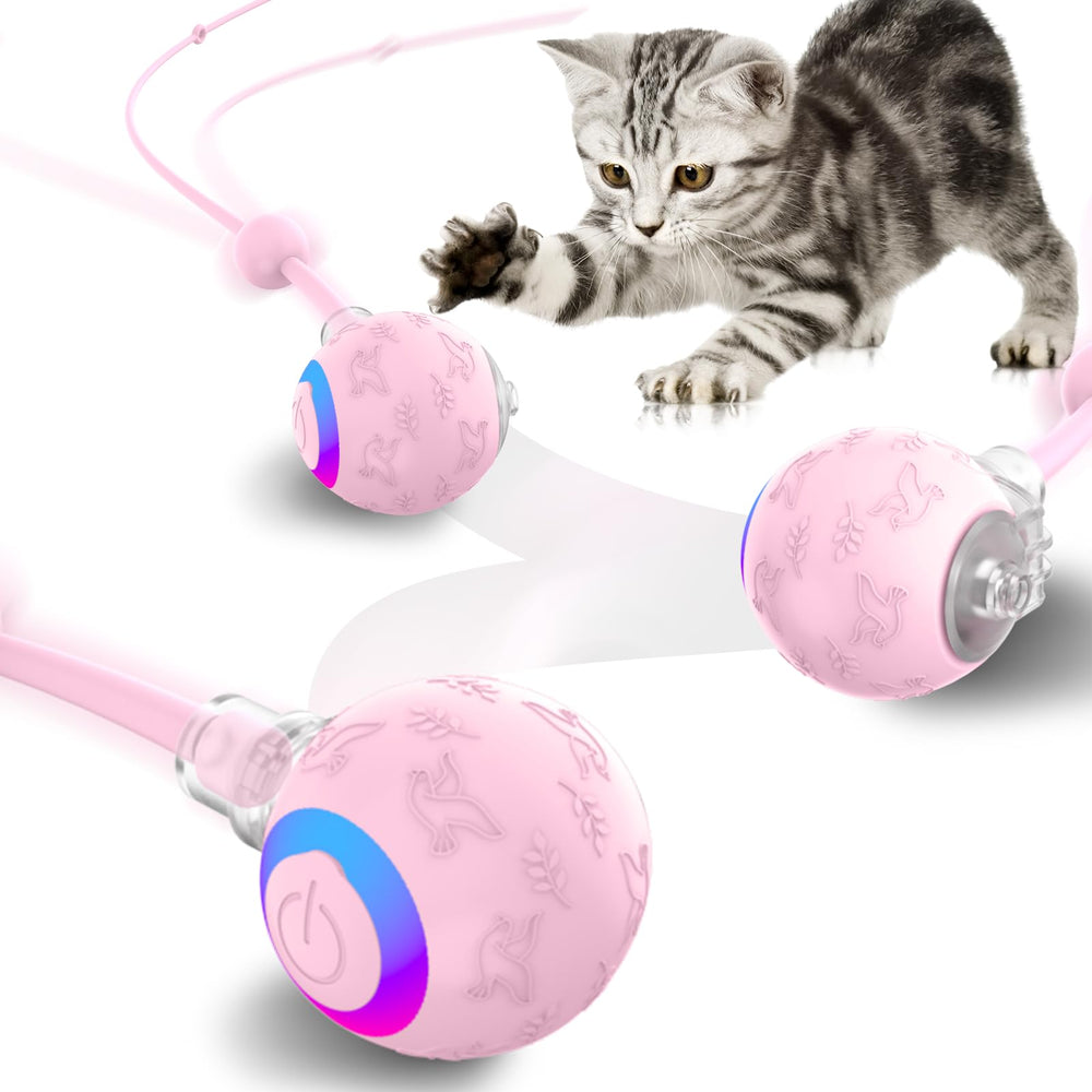 Hipibbo interactive cat toy ball pink side view with mode indicators for exercise