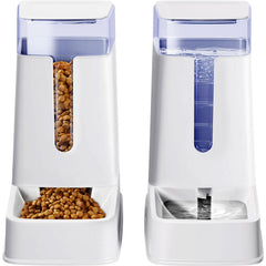 Hipidog 2packs automatic feeder and waterer front view with dual gravity dispensers for pets.
