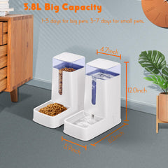 Hipidog one-gallon capacity feeder-waterer ensures multi-day supply for pets.