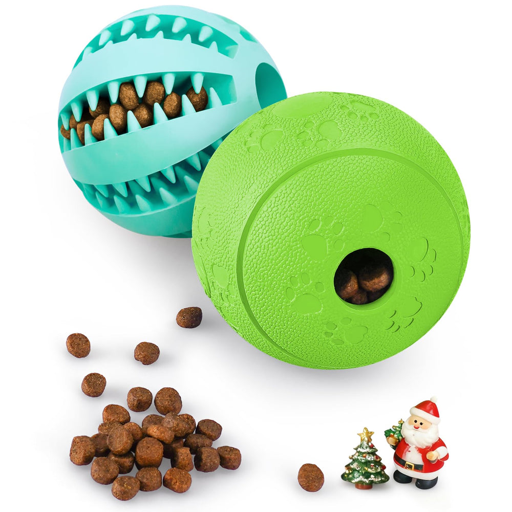 HIPPIH dog puzzle toy blue 2.75-inch ball with treat-dispensing action for engagement.