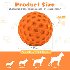 HIPPIH natural rubber durable dog toy with groove design for dental-like cleaning.