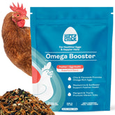 Hippy Chick Egg Booster bottle front, highlighting omega-3 poultry supplement